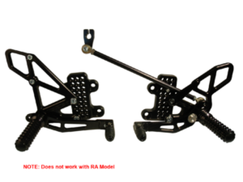 Honda CBR600 RR Adjustable Rear Sets - Vortex Racing - V2 Design - Black - `07-`23